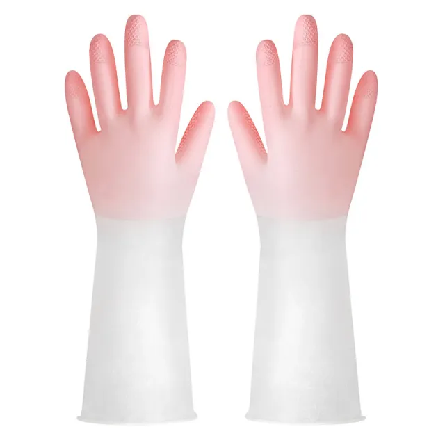 Dishwashing Gloves In Translucent White Made From Cleaning grade Rubber With A Non slip Design Pink - Shop at LoveMi
