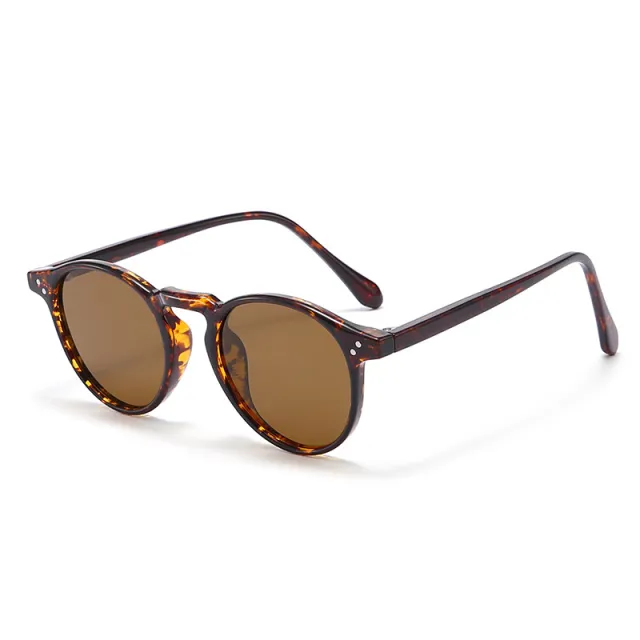 Japan And South Korea Vintage Round Frame TR Polarized Sun Glasses Hawksbill Box Dried - Shop at LoveMi