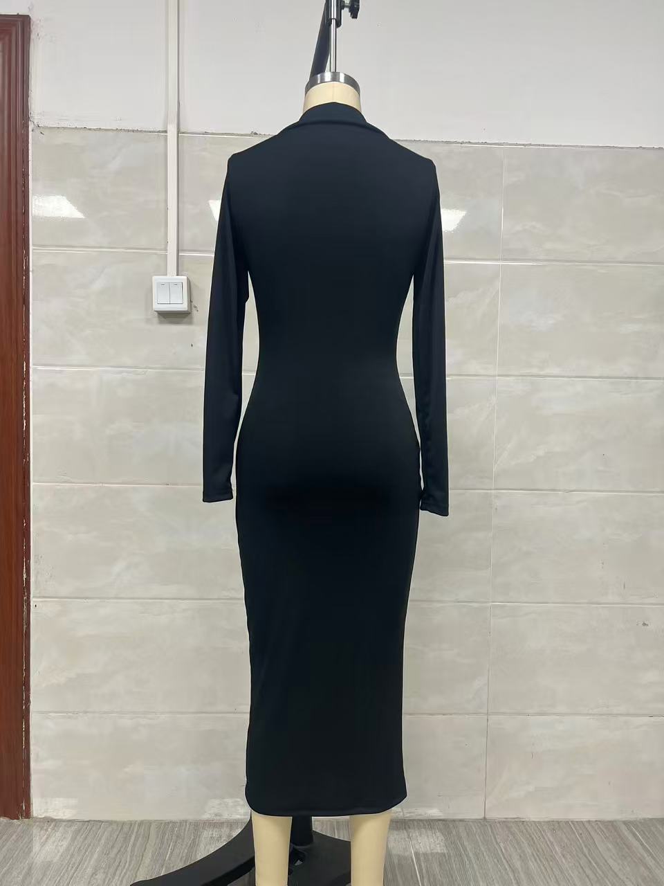 Women's Pencil Dress in Dark Brown – Outdoor Lifestyle Shot