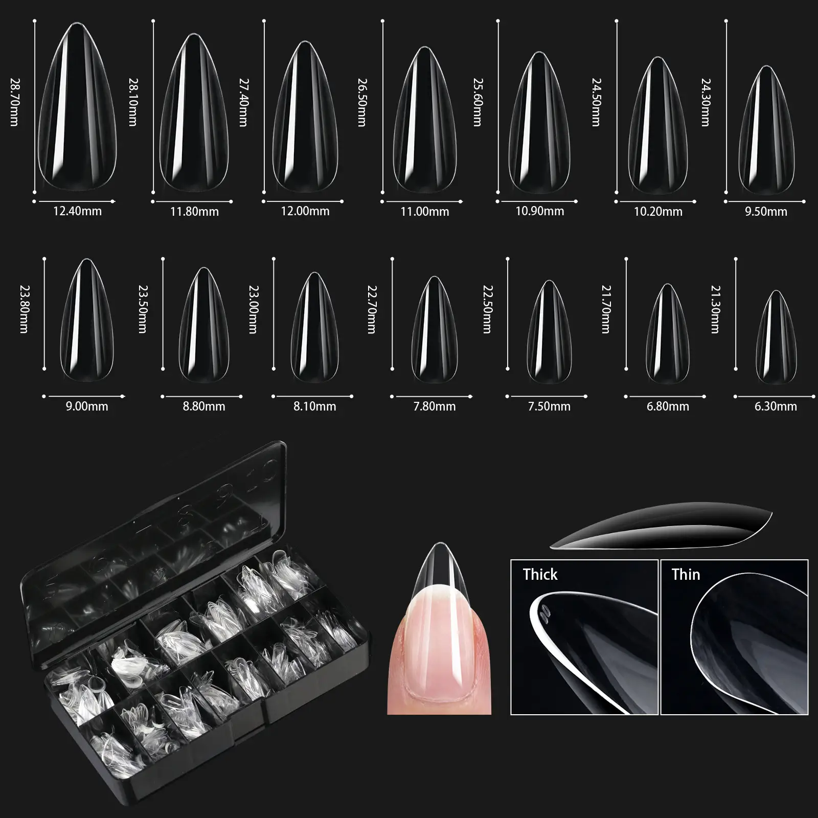 Nail Transparent Nail Tips Nail Shapes For Manicure Seamless False Nails Boxed Set
