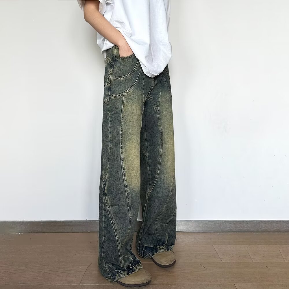 American High Street Vibe Loose Straight Drooping Jeans