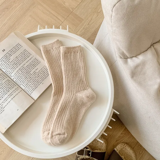 Japanese style Solid color Ankle Socks For Women Apricot - Shop at LoveMi