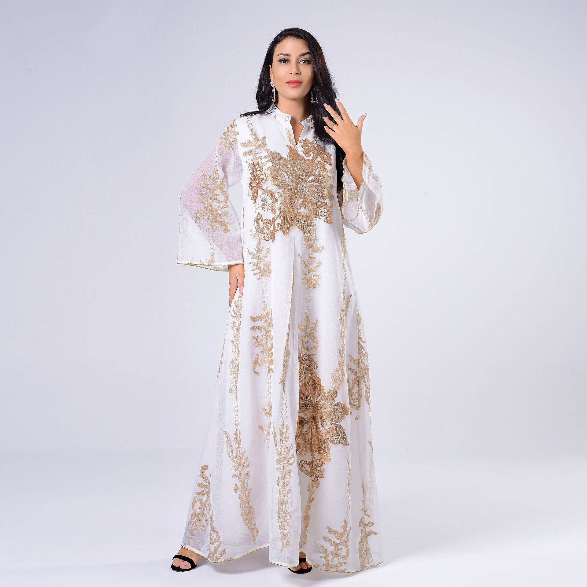 Gold Sequin Embroidery Yarn Dress