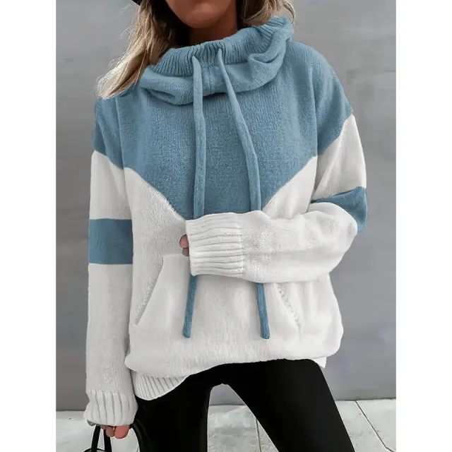 Fashion Same Color Hoodie With Drawstrings Sweater For Women Light Blue - Shop at LoveMi