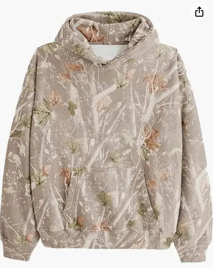 Camouflage Wool Hoodie Women's Long Sleeve Drop Shoulder Oversized Style1 S - Shop at LoveMi