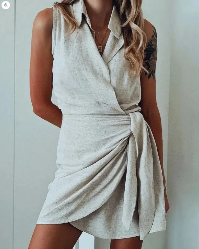 Summer Professional Suit collar Dress For Europe And The US Beige - Shop at LoveMi
