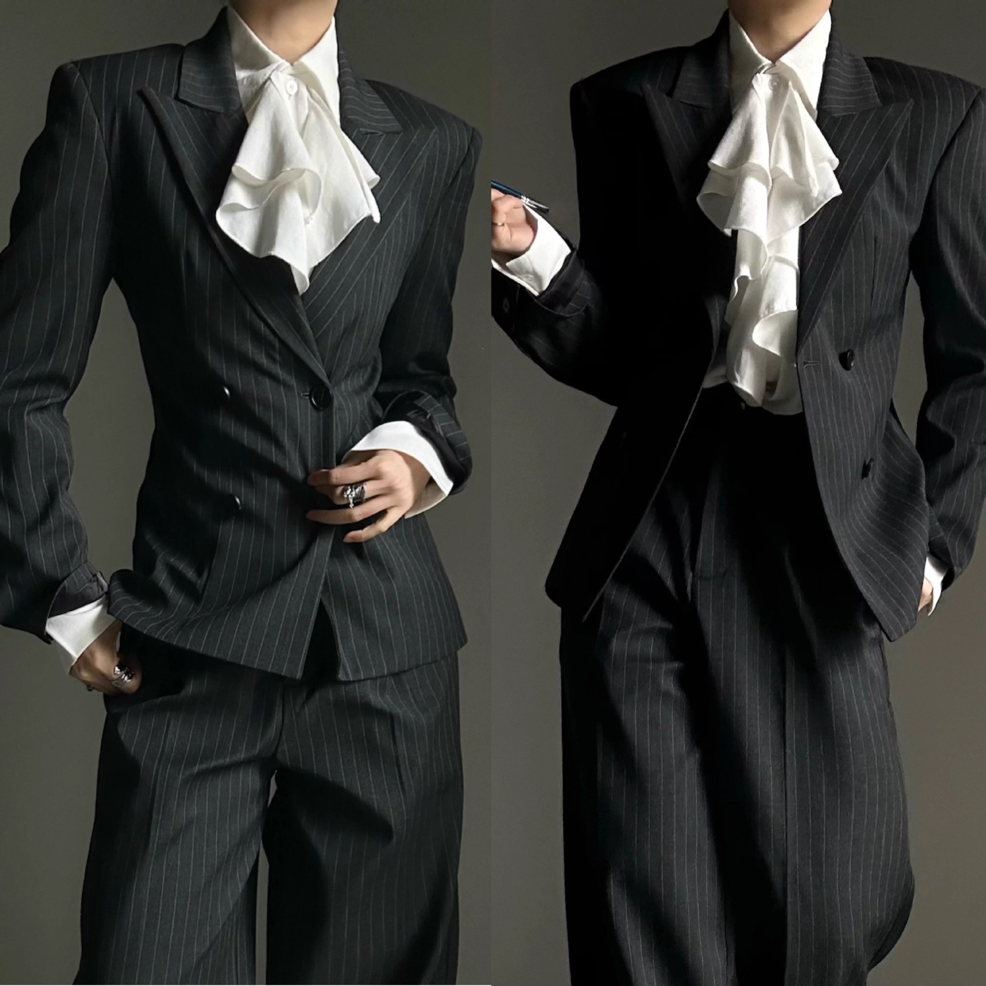 Mens And Womens Striped Spring Suit Trench Coat product image