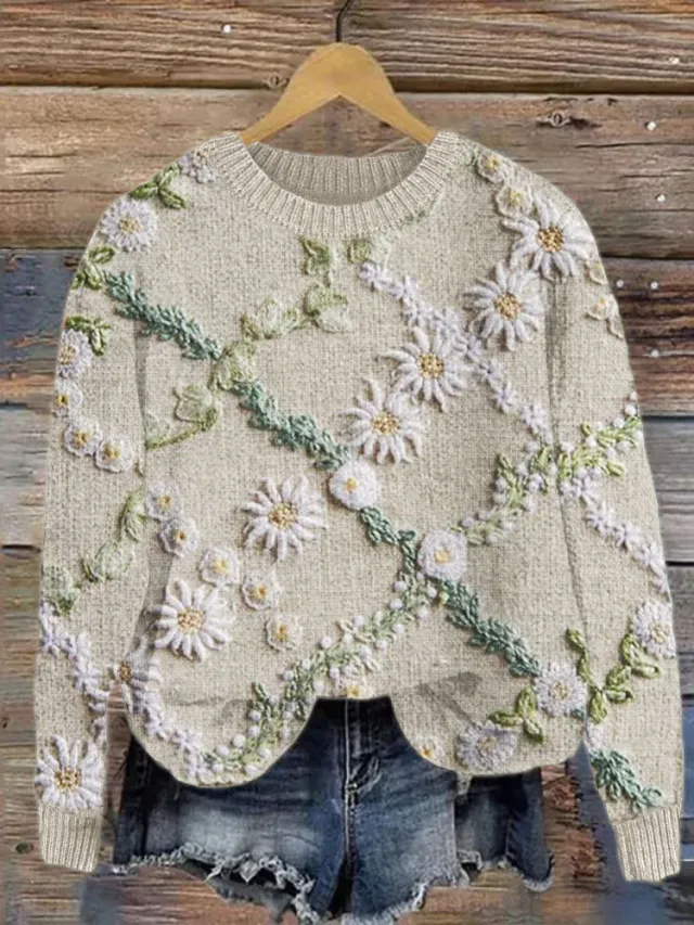 Women's Printed Long Sweater Loose Casual Jacket Lb2500 Bge 6Xl - Shop at LoveMi