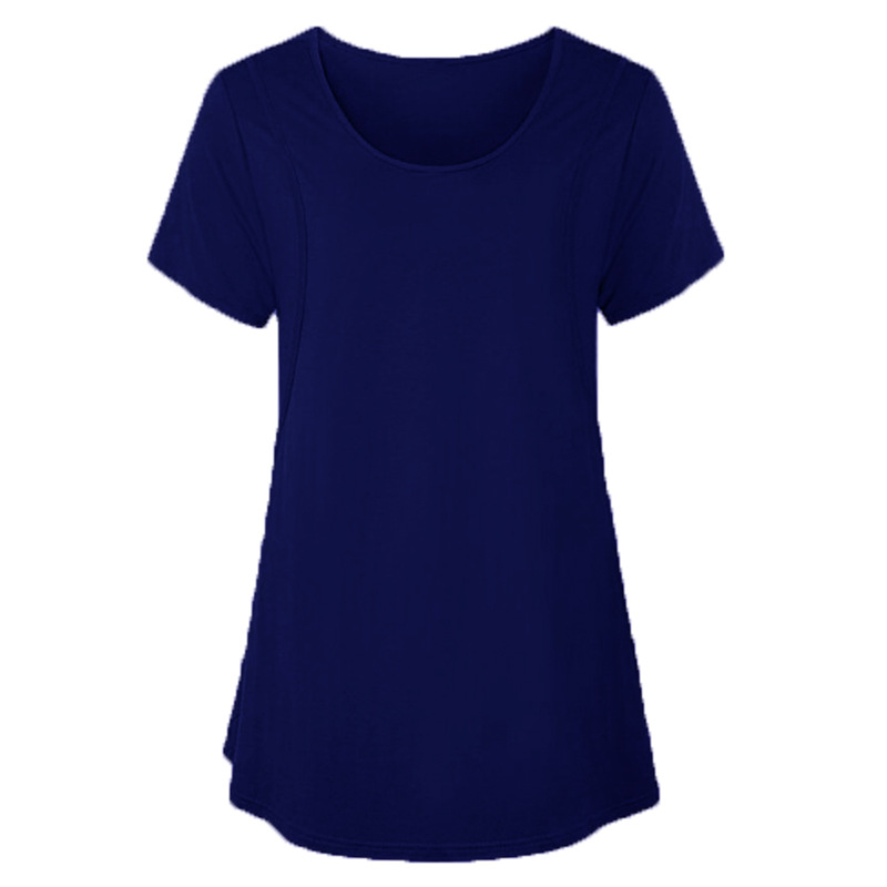 New Round Neck Solid Color Short Sleeve Maternity T-shirt