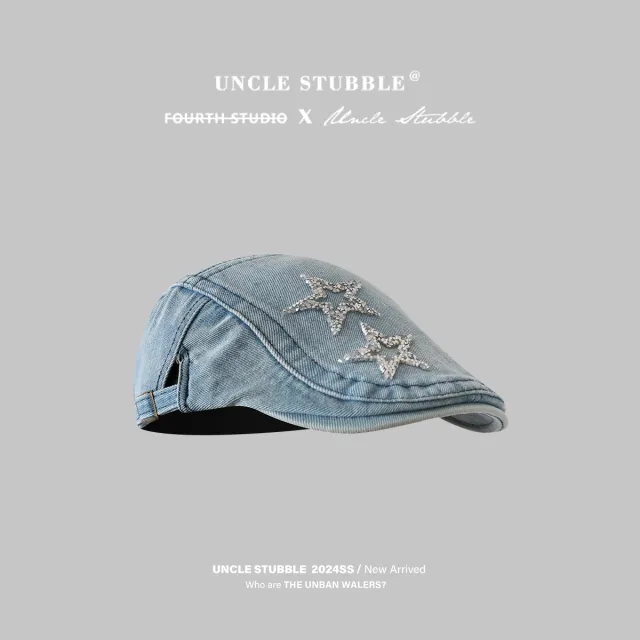 Denim Blue XINGX Women's Retro Washed Peaked Cap Light Blue - Shop at LoveMi