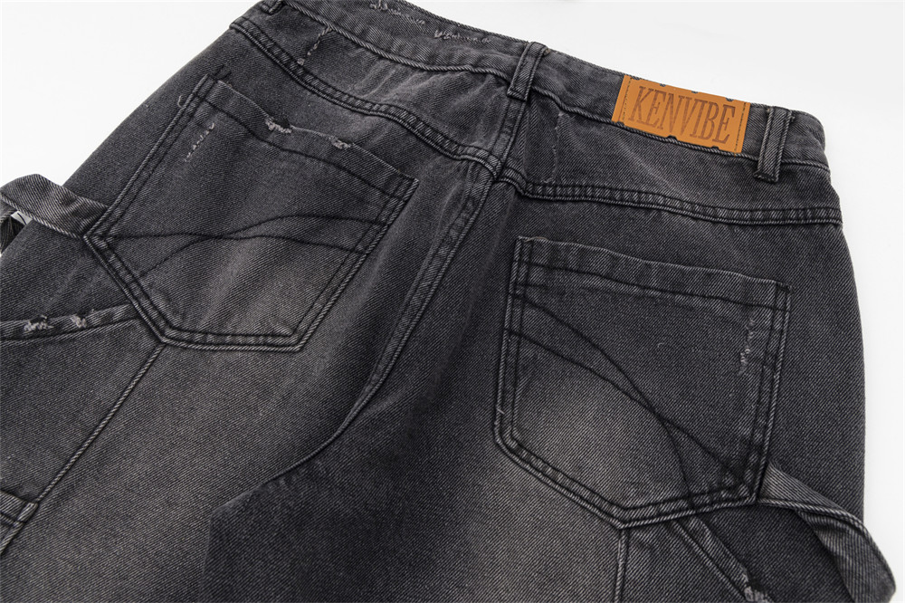 Contrast Color Collage Denim Straight-leg Pants Men