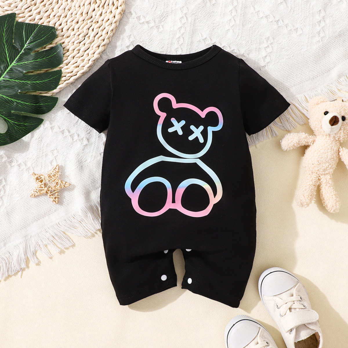 Girl's Cute Bear Print Jumpsuit