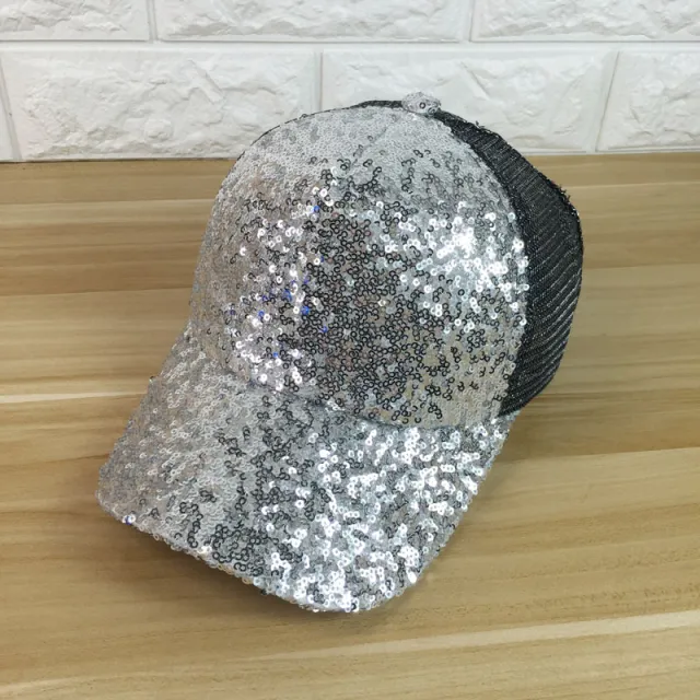 Women's Summer Sunshade Sequined Baseball Cap Gray - Shop at LoveMi