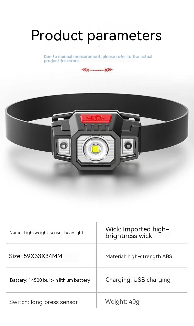 Lightweight USB Charging Induction Headlamp Camping Hiking Camping Essential - Image 2