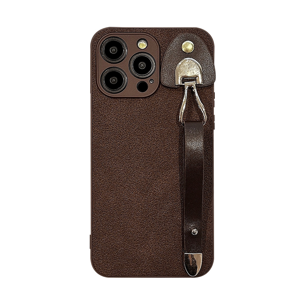 Vintage Leather Wrist Strap Premium Moon Crater-Textured Phone Case