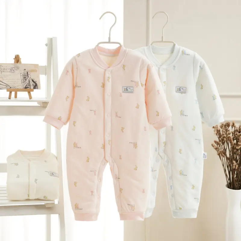 Spring and Autumn Baby Quilted Jumpsuit Three Layers Warm