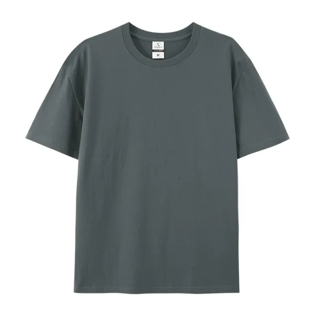 Cotton Round Neck Short Sleeve European And American Charcoal - Shop at LoveMi