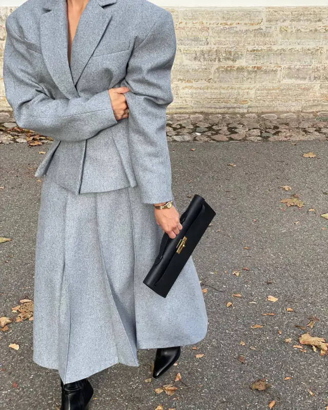 Fashion Waist controlled Small Suit A Line Skirt Two piece Suit Gray - Shop at LoveMi