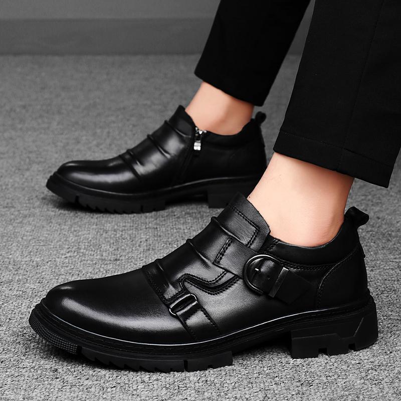 Mens Versatile Thick-Soled Genuine Leather Shoes Made From Full-Grain Cowhide - imagen 1