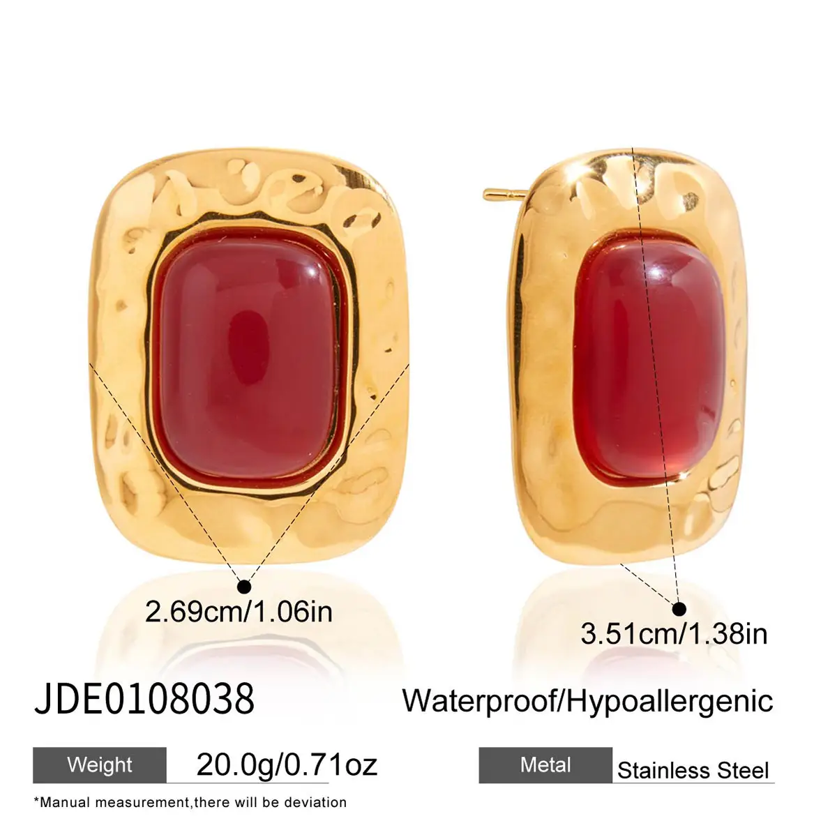 European And American-style Stainless Steel Amber Resin Earrings