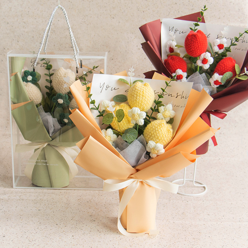Knitted Crochet Flower Bouquet Mothers Day Gift