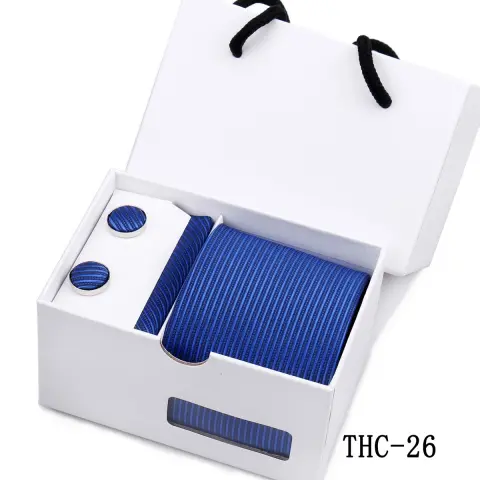 Mens Premium Tie Pocket Square and Cufflink Gift Set