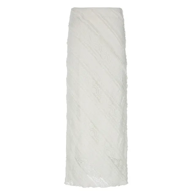 French Elegant Lace Jacquard Twill Skirt White - Shop at LoveMi