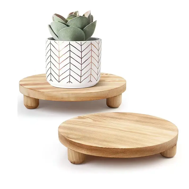 Solid Wood Round Tray Display Stand