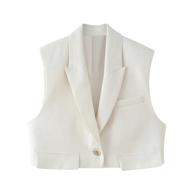 Women's European And American Style Flip Trim Short Vest Casual Trousers Top S - Shop at LoveMi