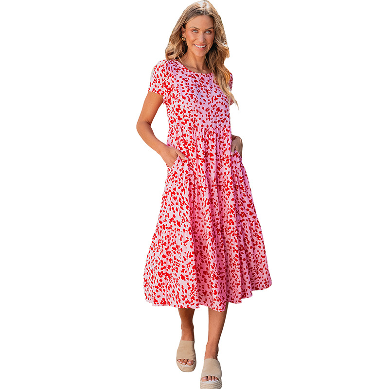 Cinched Waist Pullover Slimming Flow High Waist Ladies Dress
