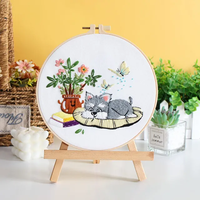 Dog Flower Handmade Material Package Fabric Embroidery Cx1218 Dog 2 - Shop at LoveMi