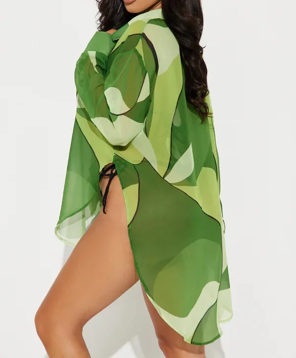 Women's Printed Bikini Blouse Beach Vacation Green - Shop at LoveMi