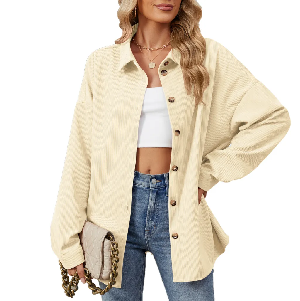 Lapel Button Sweater Women's Cardigan Jacket - Apricot
