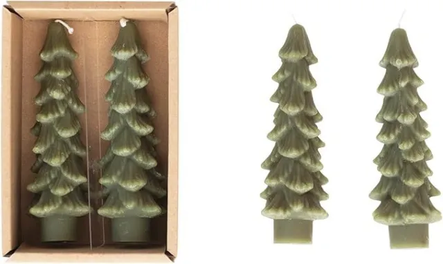 Fragrance free Tree shaped Tapered Candle Christmas Candle Atmosphere Decorative Short Green Set - Shop at LoveMi
