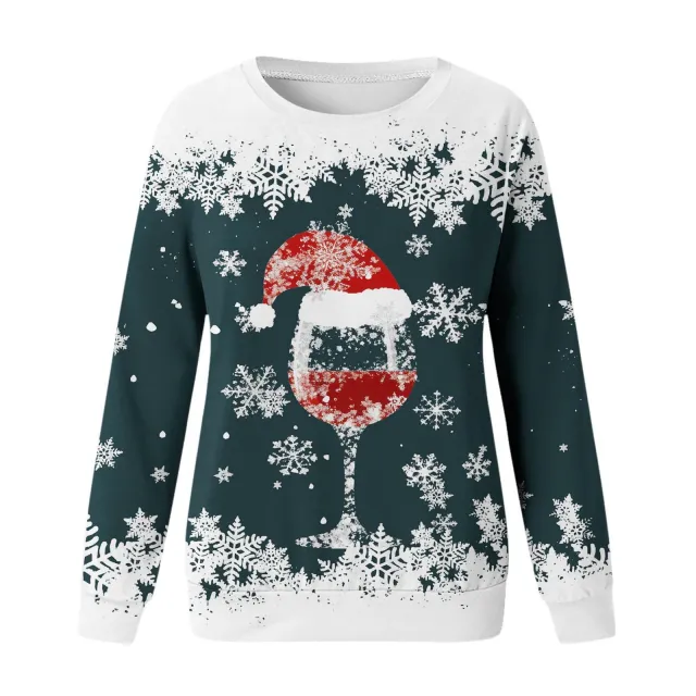 Christmas New Women's Round Neck Sweater 3D Digital Printing Casual Women's Clothing Stylepl10879 L - Shop at LoveMi
