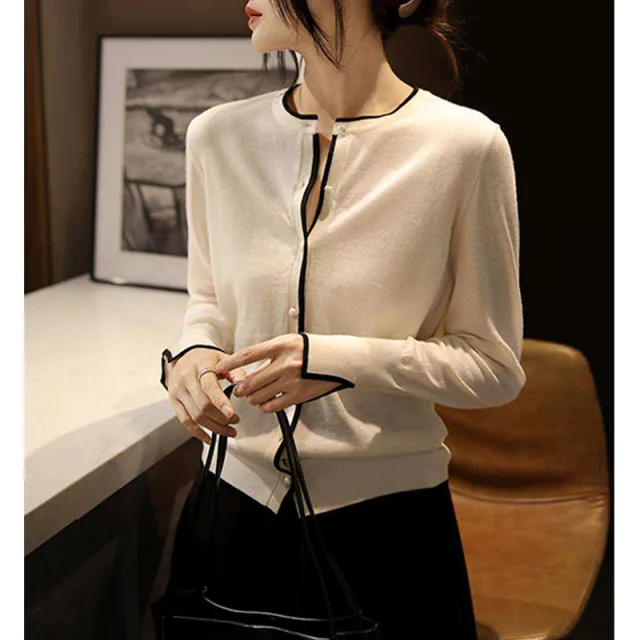 High grade Classic Style Round Neck Sweater Outer White - Shop at LoveMi