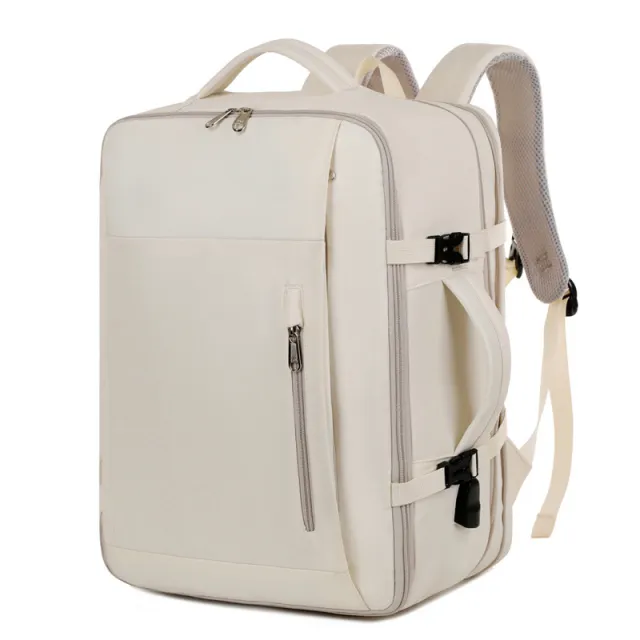 Outdoor Independent Shoe Storage Travel Backpack Oxford Cloth School Bag Beige - Shop at LoveMi