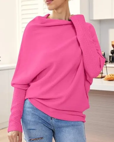 Solid Color Round neck Comfortable Temperament Knitted Sweater Glittering Powder - Shop at LoveMi