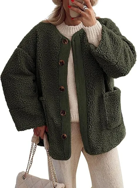 Women's Warm Winter Collarless Jacket Army Green - Shop at LoveMi