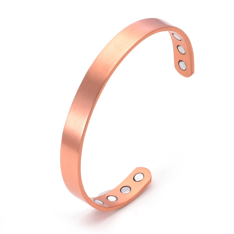 Red Copper Magnet Polished Surface Open-End Bracelet And Ring Set Magnetic Energy Bracelet 3