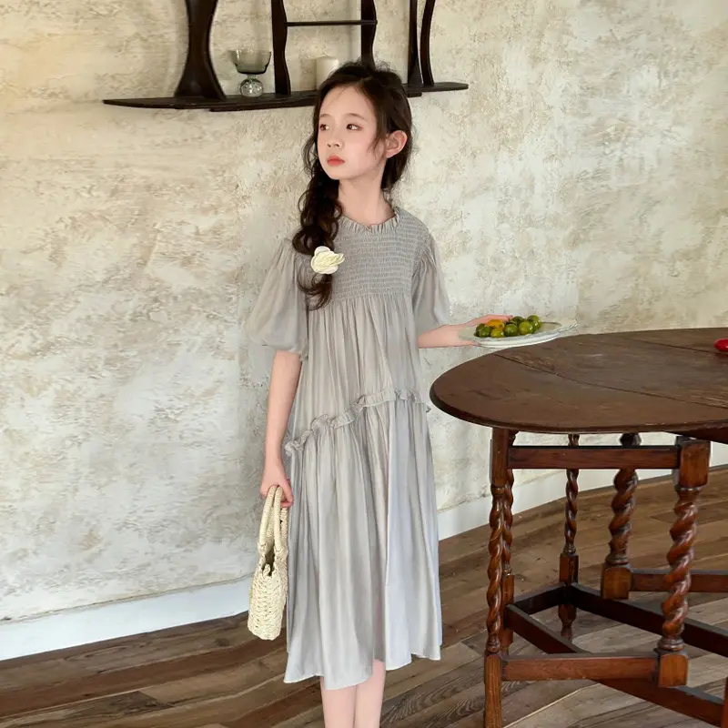 Girls Summer Korean-style Casual Short-sleeve Lightweight Dress