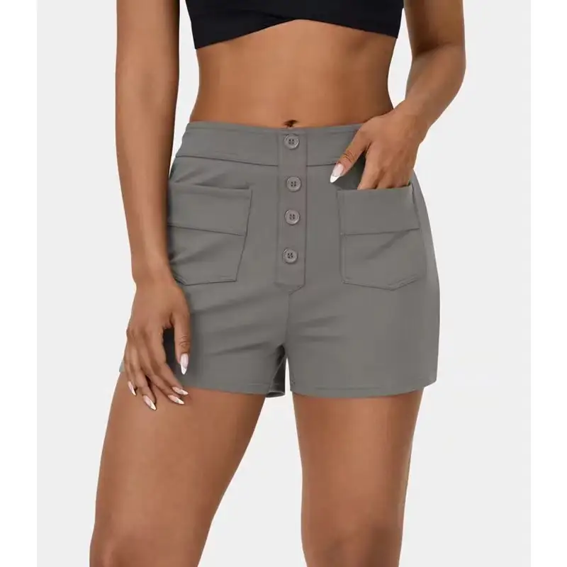 Urban-style Elegant Womens Clothing Polyester Patchwork Mid-rise Shorts For Women