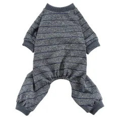 Summer Dog Clothes Striped Home Pajamas Thin - Gray - View 1