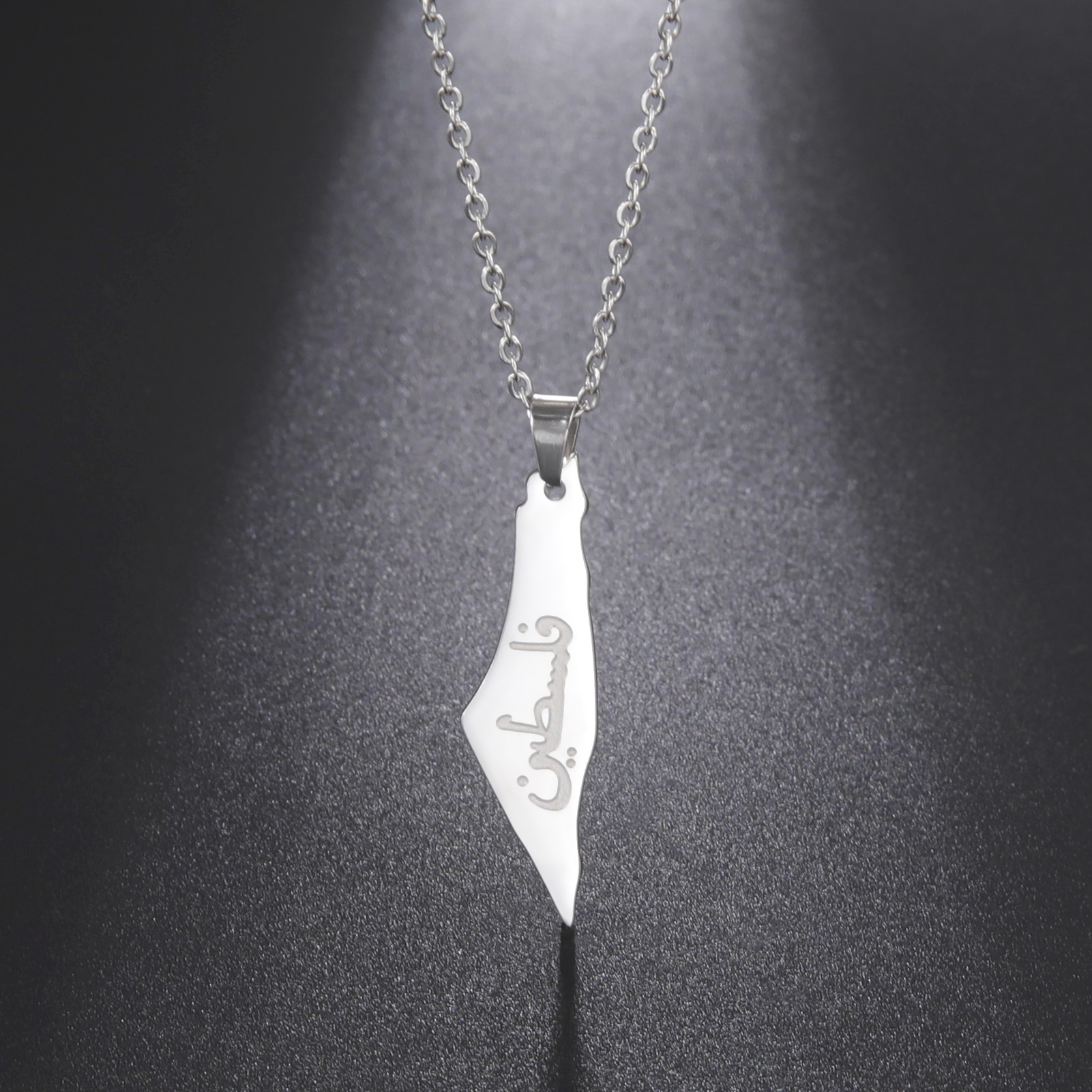 Titanium Steel Corrosion Israel Map Ancient Text Pendant 18K Gold Color Protection Necklace