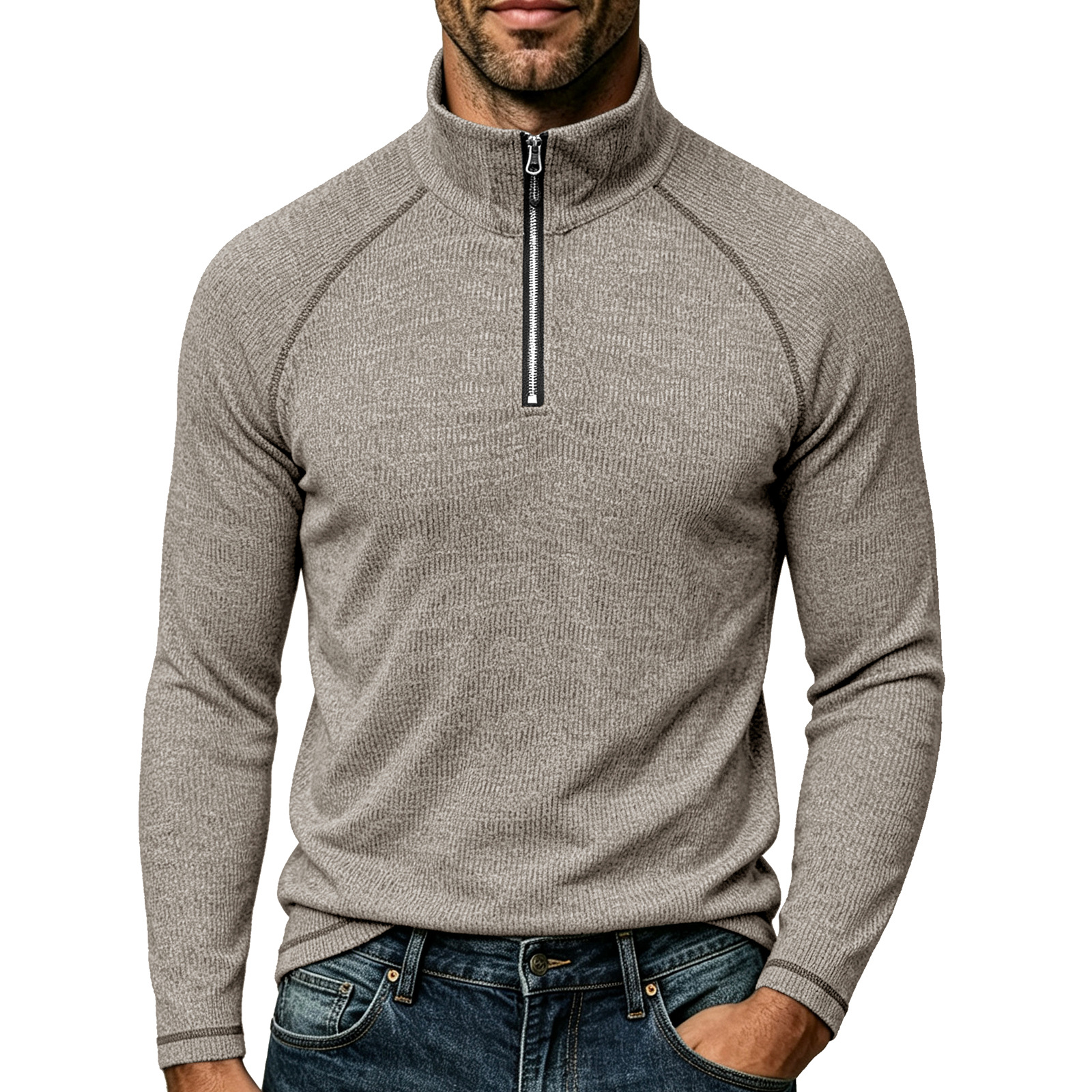 Men's zip-up turtleneck top