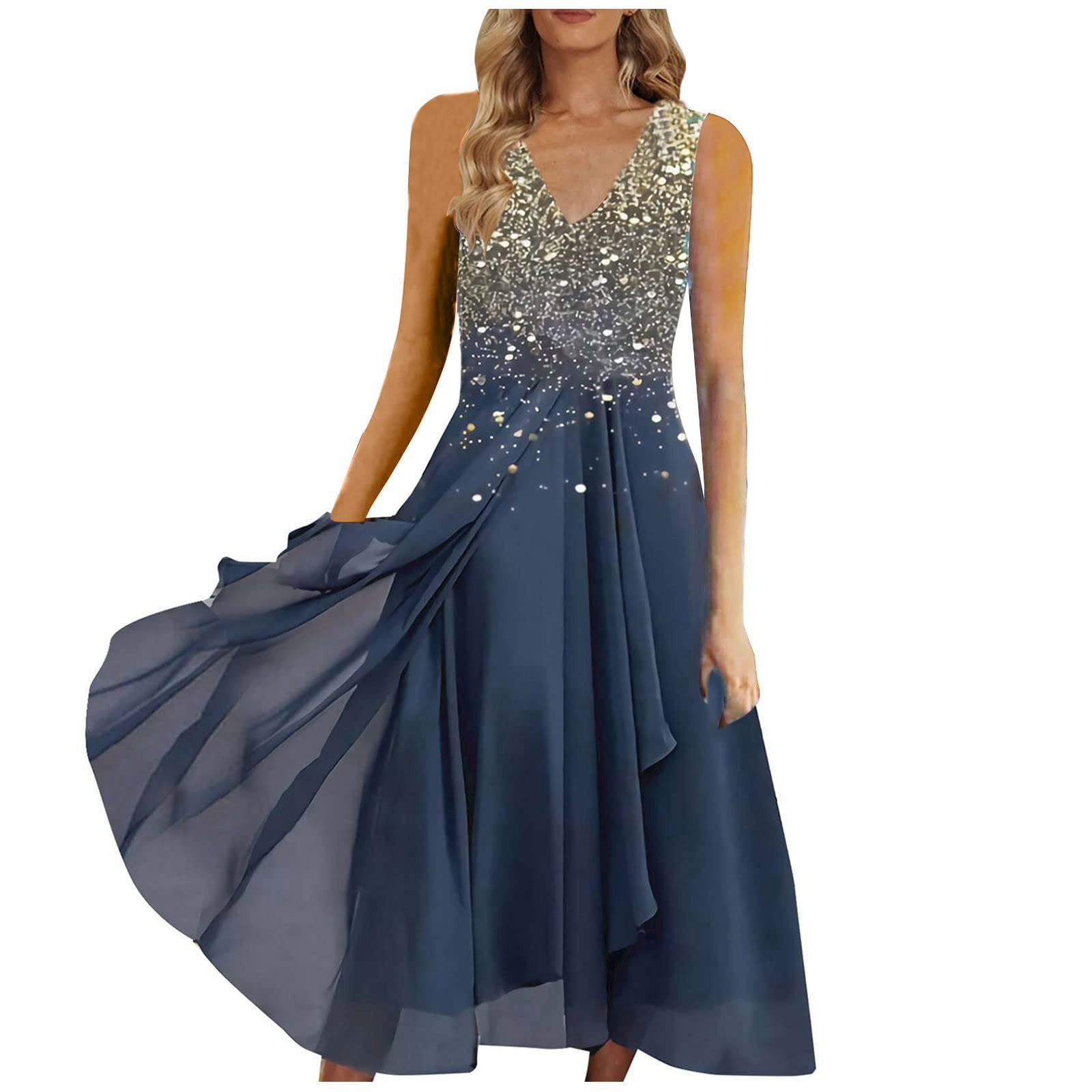 Urban Casual Chiffon Spliced Women's Dress Gold - Shop at LoveMi
