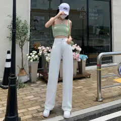 High Waist Drooping Color Loose Straight-leg Denim Women - White - View 1