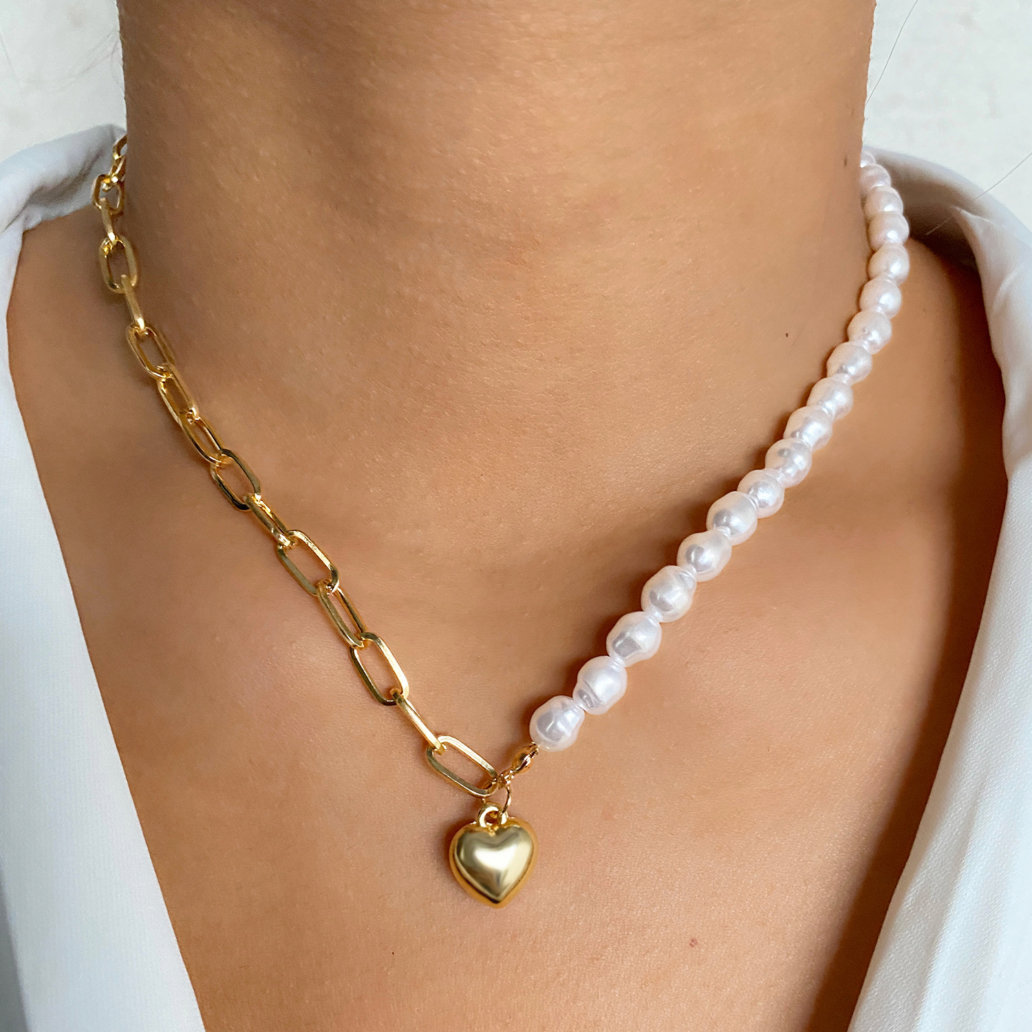 Women's Heart Pendant Necklace Link Chain Fashion Jewelry