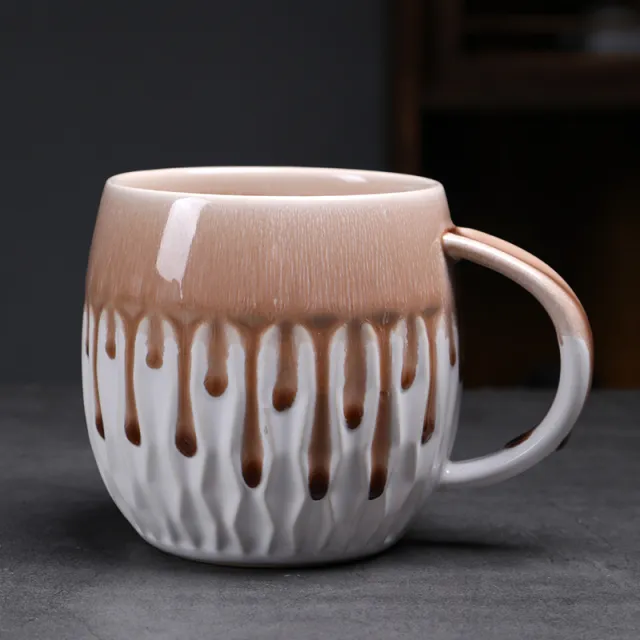 Ceramic 600ml Large Capacity Mug Drinking Cup Brown Pearl Cotton Packaging - Shop at LoveMi