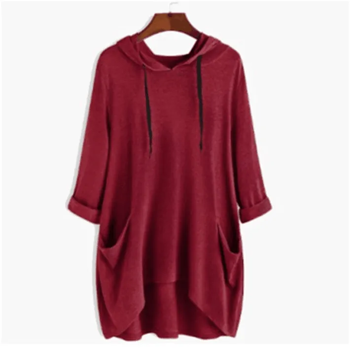 Women's Hooded T-shirt - Wine Red